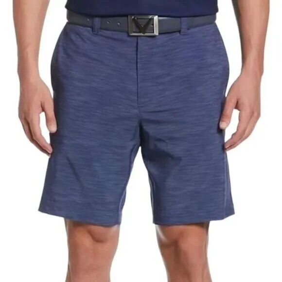 Callaway Performance Golf Shorts 40 Dri Fit Stretch Blue Marled Ball Pocket NWT - Picture 1 of 10